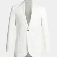 Contemporary Notched Lapel Suit Jacket in Egret