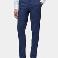 Cuffed Chino Trousers in Navy Blue