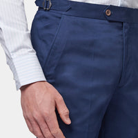 Cuffed Chino Trousers in Navy Blue