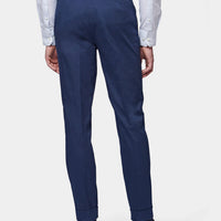 Cuffed Chino Trousers in Navy Blue