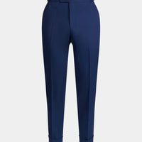 Cuffed Chino Trousers in Navy Blue