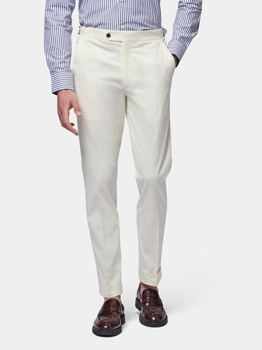 Cuffed Chino Trousers in Egret