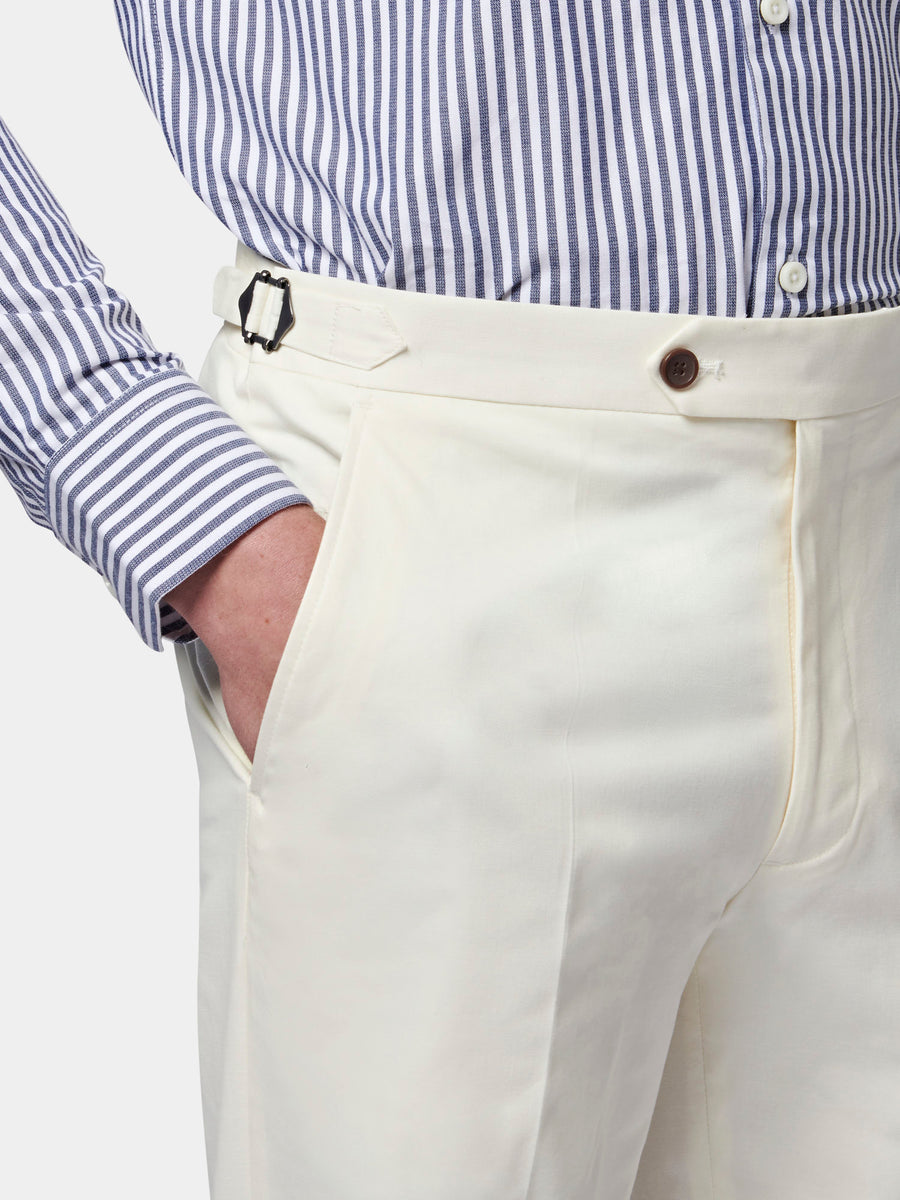 Cuffed Chino Trousers in Egret