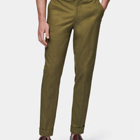 Cuffed Chino Trousers in Winter Moss