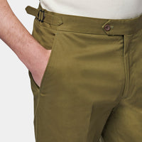 Cuffed Chino Trousers in Winter Moss