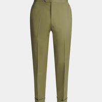 Cuffed Chino Trousers in Winter Moss