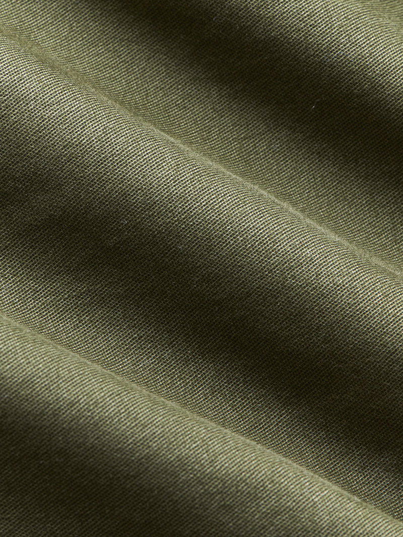 Cuffed Cotton Twill Chino in Winter Moss