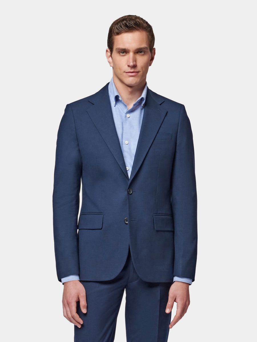 Classic Notched Lapel Suit Jacket in Navy Blue