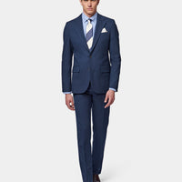 Classic Notched Lapel Suit Jacket in Navy Blue