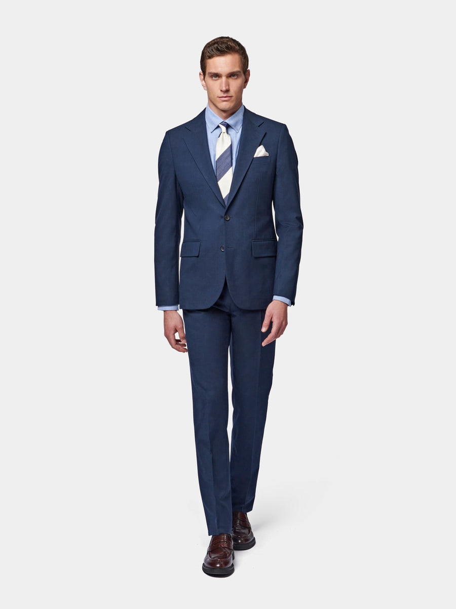 Classic Notched Lapel Suit Jacket in Navy Blue