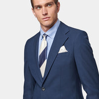 Classic Notched Lapel Suit Jacket in Navy Blue