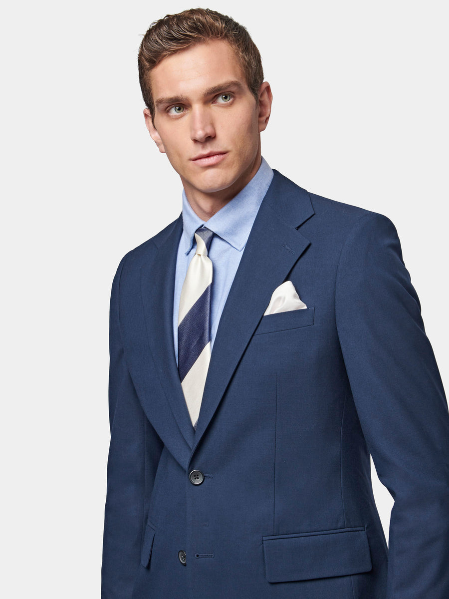 Classic Notched Lapel Suit Jacket in Navy Blue