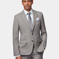 Classic Notched Lapel Suit Jacket in Charcoal Grey