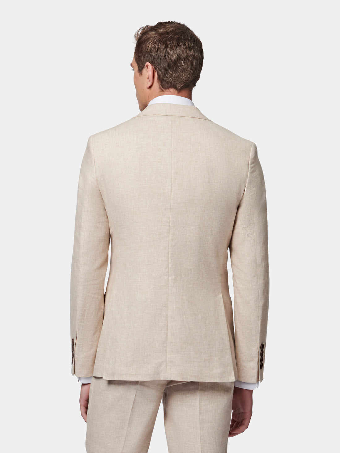 Linen Blend Classic Three Piece Suit in Egret