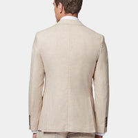 Linen Blend Classic Three Piece Suit in Egret