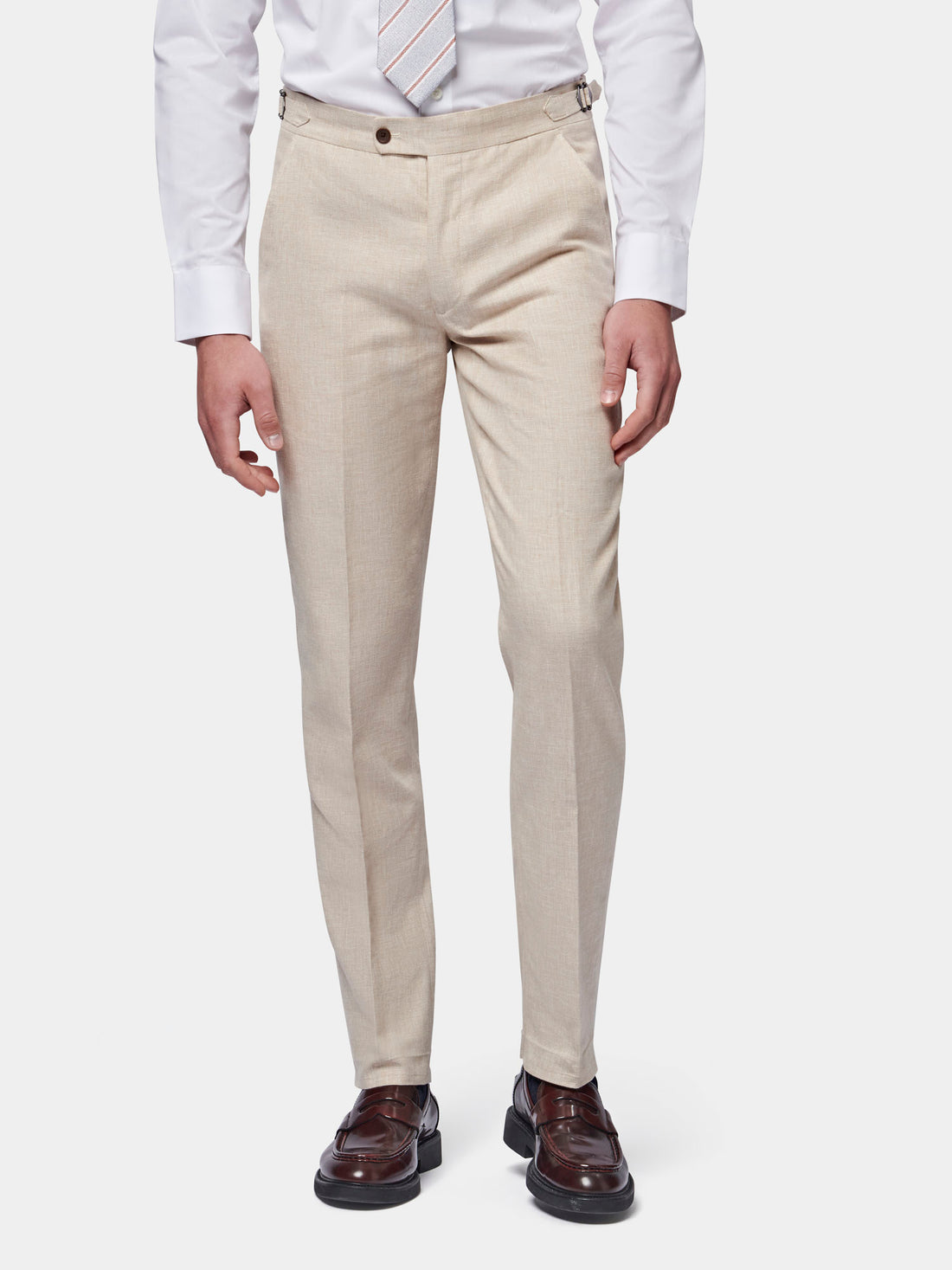 Linen Blend Classic Three Piece Suit in Egret