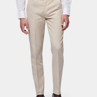 Linen Blend Classic Three Piece Suit in Egret