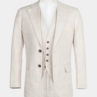 Linen Blend Classic Three Piece Suit in Egret