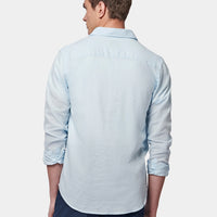 Casual Linen Blend Long Sleeve Shirt in Ice Blue