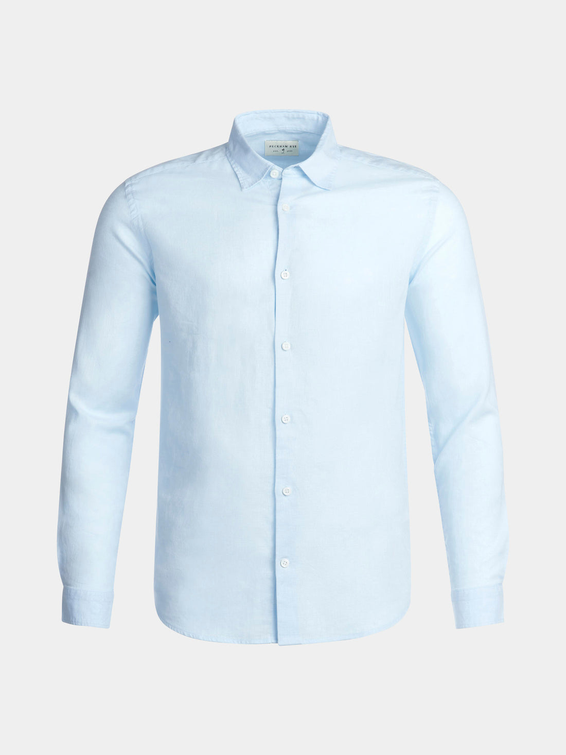 Casual Linen Blend Long Sleeve Shirt in Ice Blue