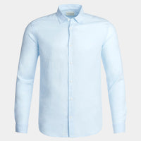 Casual Linen Blend Long Sleeve Shirt in Ice Blue