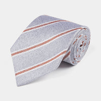 Silk Two Tone Stripe Tie in Grey Marl