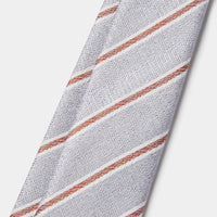 Silk Two Tone Stripe Tie in Grey Marl