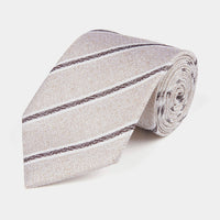 Silk Two Tone Stripe Tie in Warm Sand