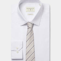 Silk Two Tone Stripe Tie in Warm Sand