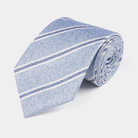 Silk Two Tone Stripe Tie in Cerulean