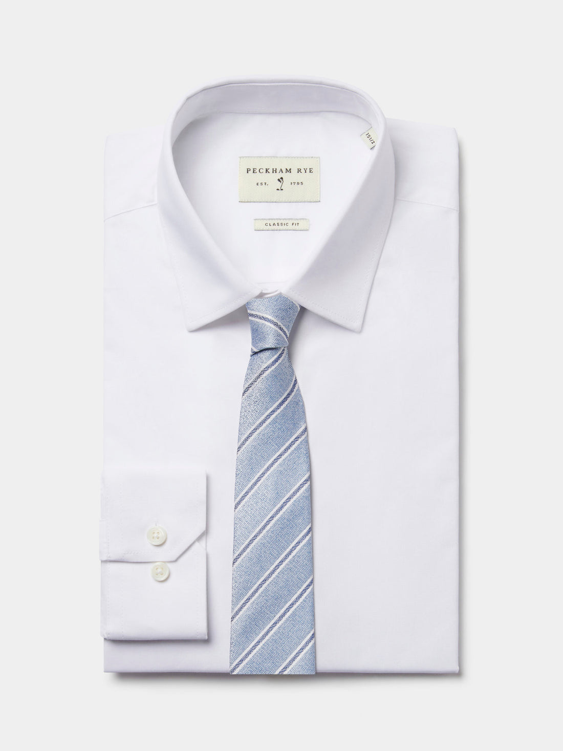 Silk Two Tone Stripe Tie in Cerulean