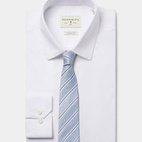 Silk Two Tone Stripe Tie in Cerulean