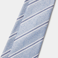 Silk Two Tone Stripe Tie in Cerulean