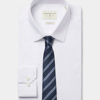 Silk Two Tone Stripe Tie in Midnight Blue