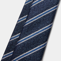 Silk Two Tone Stripe Tie in Midnight Blue