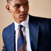 Contemporary Notched Lapel Suit Jacket in Navy Blue