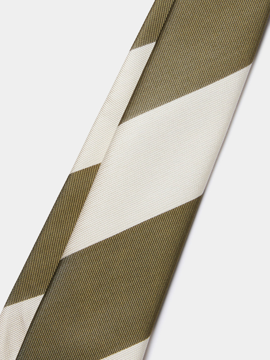 Silk Striped Tie in Winter Moss