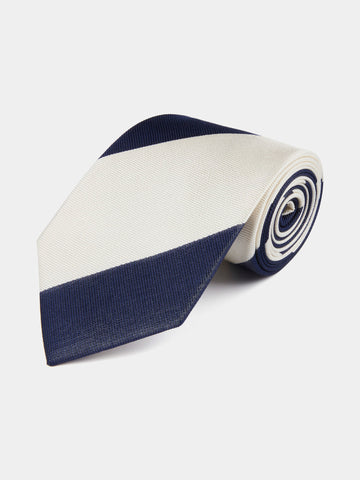 Silk Striped Tie in Midnight Blue