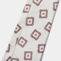 Silk Geo Print Tie in Egret