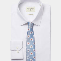 Silk Geo Print Tie in Cerulean