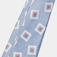 Silk Geo Print Tie in Cerulean