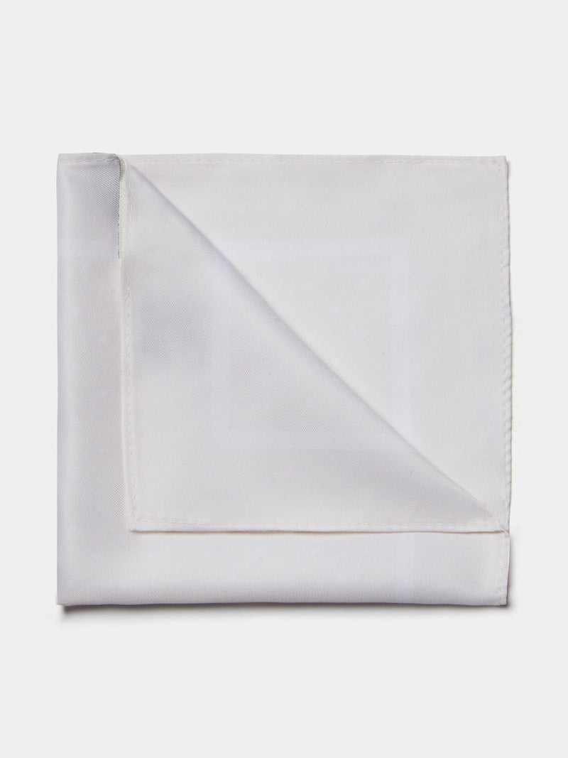 Polka Dot Pocket Square in Egret