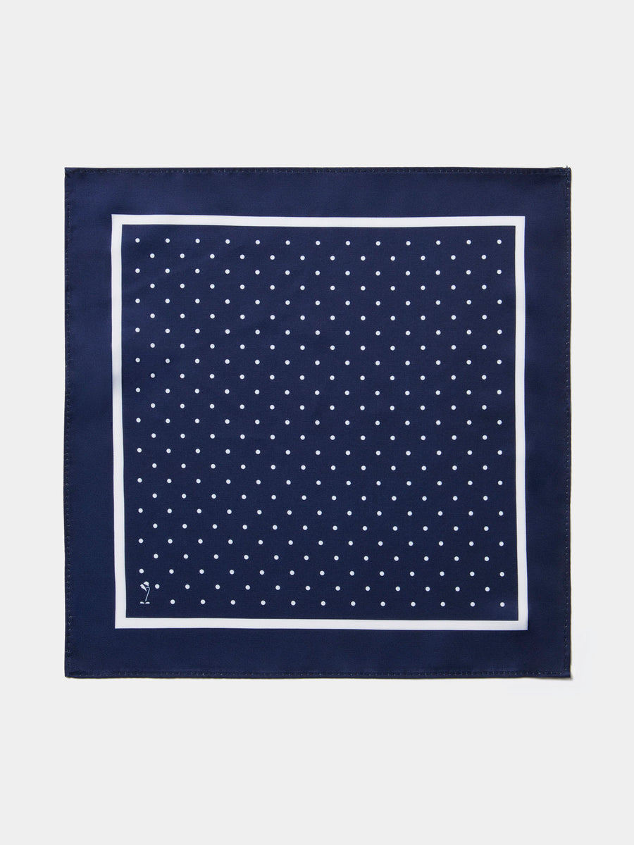 Polka Dot Pocket Square in Midnight Blue