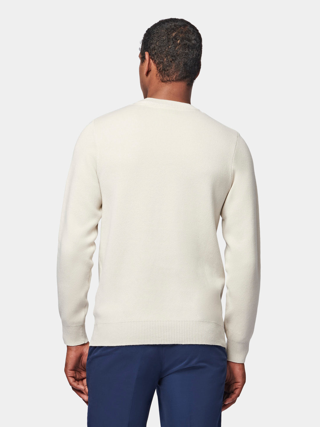 Intarsia Knitted Crew Neck Jumper in Luna Rock