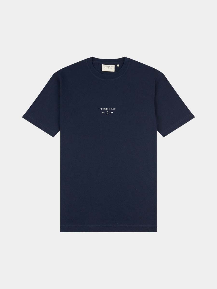 Peckham Rye Mens Logo T-Shirt in Dark Sapphire Navy