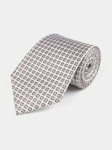 Silk Tonal Ditsy Tie in Egret