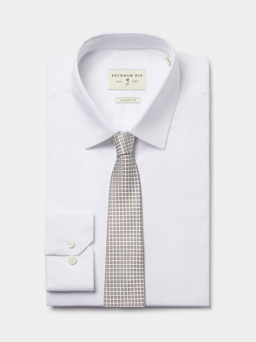 Silk Tonal Ditsy Tie in Egret