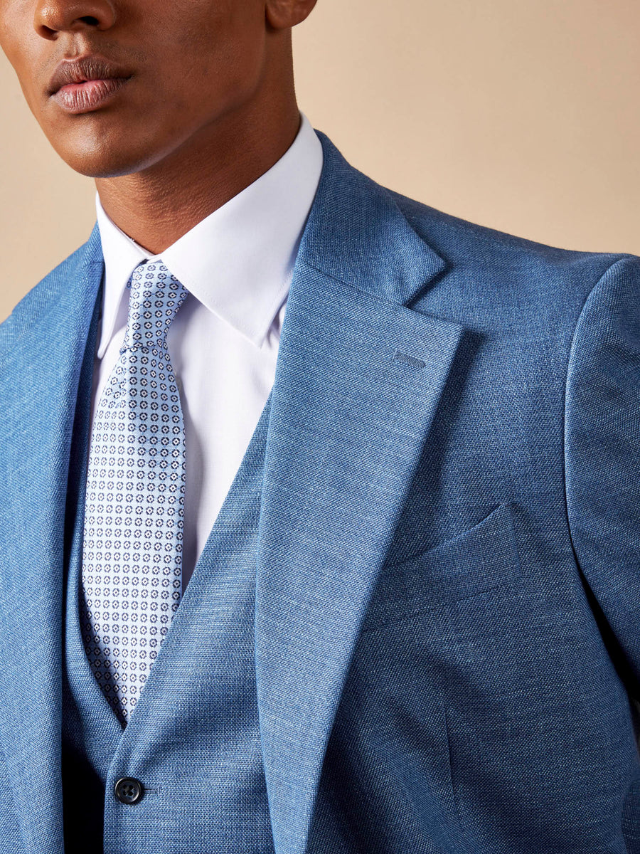 Silk Tonal Ditsy Tie in Cerulean