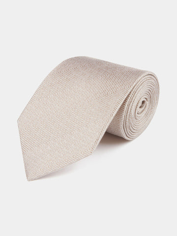 Silk Herringbone Tie in Warm Sand