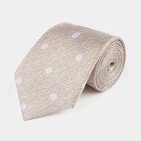 Silk Jacquard Spot Tie in Warm Sand